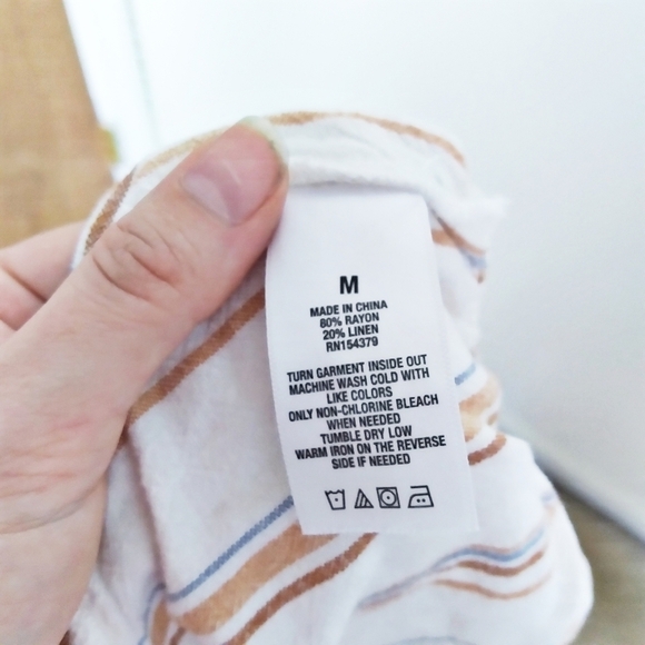 Aeropostale Striped Linen Blend Off the Shoulder Crop Top Size Medium - Picture 6 of 7